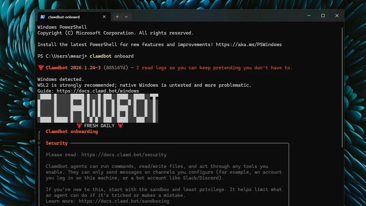 Clawdbot auf einem Computerbildschirm
