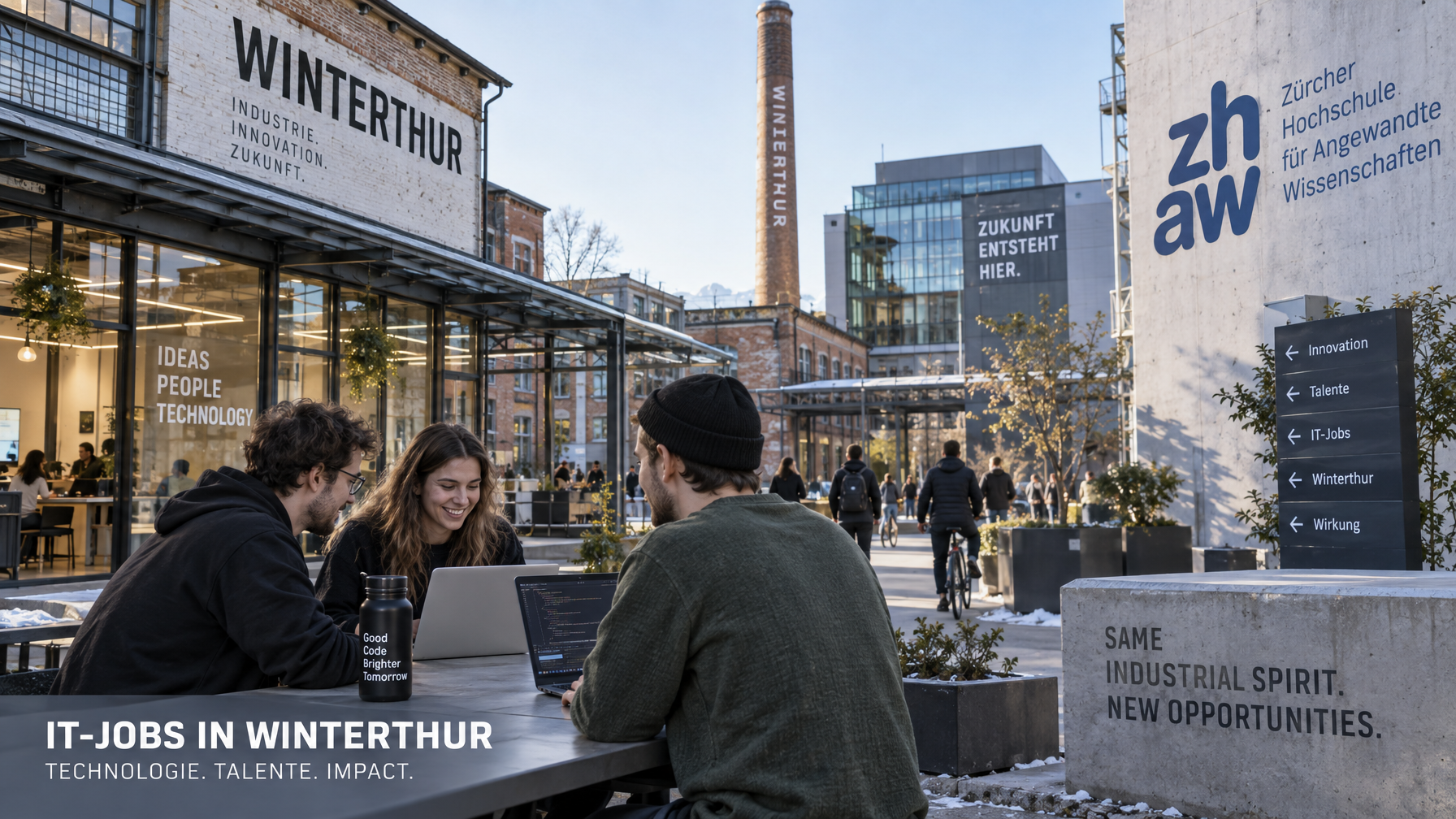 Industrieareal in Winterthur mit moderner Softwareentwicklung und ZHAW-Bezug als Visual für IT-Jobs in Winterthur