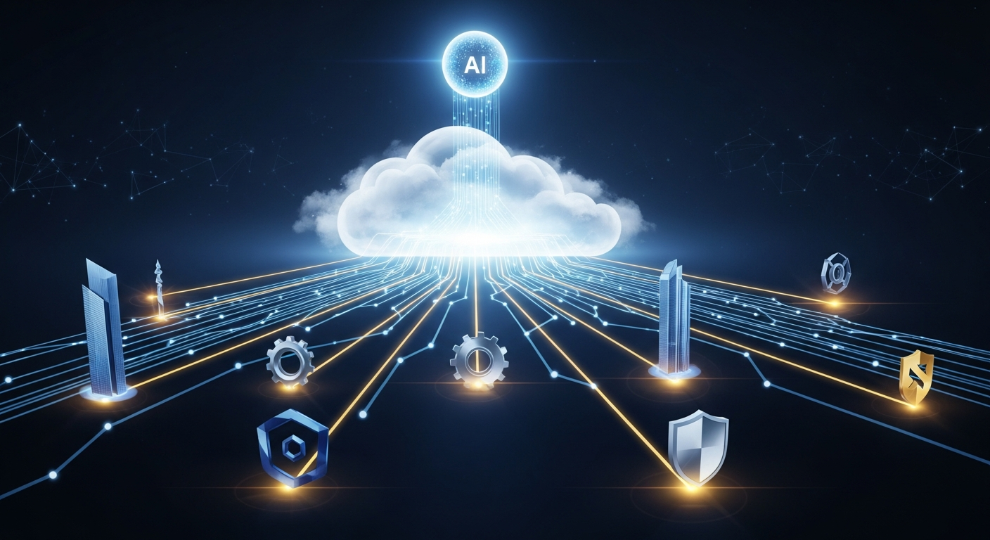 Abstrakte Visualisierung eines KI-Modells, das über Cloud-Infrastruktur an ausgewählte Enterprise-Kunden ausgeliefert wird